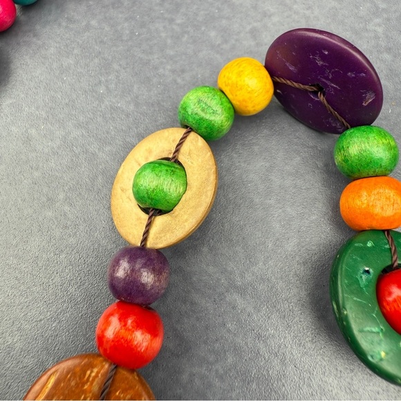 Colorful Wooden Beaded Necklace - Picture 4 of 11